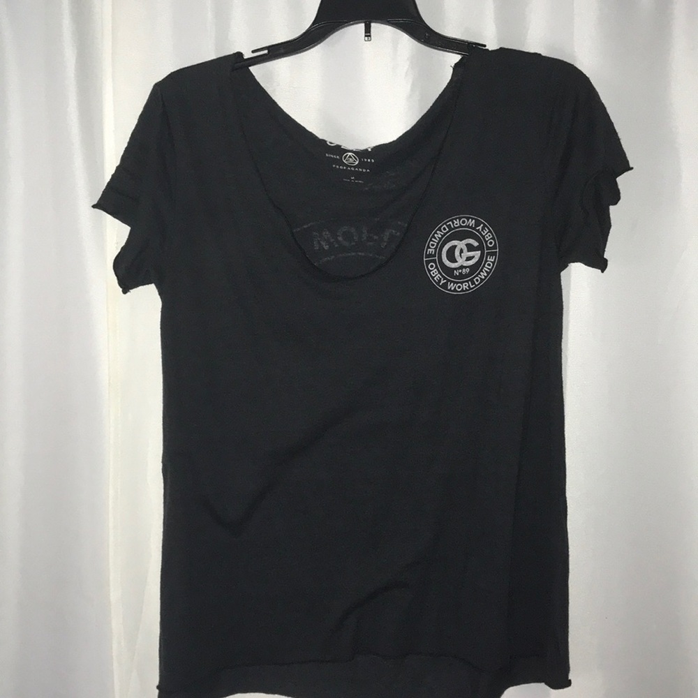 distressed obey shirt